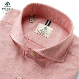 【ポイント10倍】【訳あり】【返品・交換不可】 ルイジボレッリ ルイジボレリ LUIGI BORRELLI ／ 25SS コットンオックスホリゾンタルカラーカジュアルシャツ「NA35(SR44871)」（レッド ／ サイズM）／ イタリア カジュアルシャツ メンズ 無地