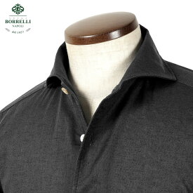 【SALE】ルイジボレッリ ルイジボレリ LUIGI BORRELLI ／ 25SS リネンコットンポプリンイタリアンカラーカジュアルシャツ「VESUVIO(SR44869)」（ブラック）【ラッピング対応】／ あす楽非対応 イタリア カジュアルシャツ メンズ ヴェスヴィオ 無地