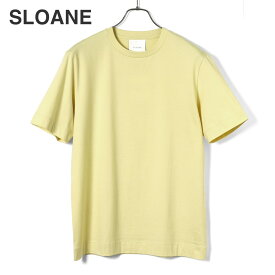 スローン SLOANE ／ 【国内正規品】 ／ 60番手双糸コットン高密度テンジク半袖クルーネックカットソー「SL8S-T626」（イエロー）／ セール除外品 オールシーズン メンズ Tシャツ ティーシャツ パックT 接触冷感 UVカット