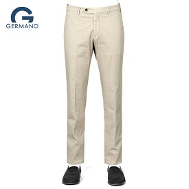 【SALE】ジェルマーノ GERMANO ／ 26SS 製品染めコットンストレッチギャバジンノープリーツパンツ「524G-4906」（アイスベージュ）【ラッピング対応】／ 3シーズン 春夏秋 メンズ イタリア ボトムス チノパン コットンパンツ 無地