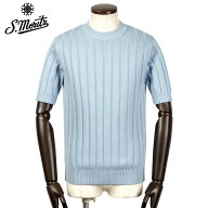 【ポイント10倍】 サンモリッツ S.Moritz ／ 26SS シャイニーコットン7ゲージ針抜きリブ半袖クルーネック…