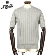 【ポイント10倍】 サンモリッツ S.Moritz ／ 26SS シャイニーコットン7ゲージ針抜きリブ半袖クルーネック…