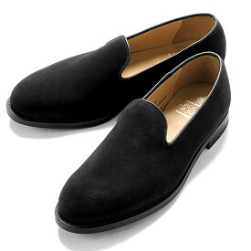 【ポイント10倍】クロケット＆ジョーンズ CROCKETT＆JONES ／ 【国内正規品】 ／ レペロスエードアルバートスリッパ「KENSINGTON 4」（BLACK／ブラック）／ ケンジントン 英国 ローファー スリッポン 靴 革 レザー ビジネス ダイナイトソール シューズ