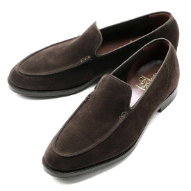 クロケット＆ジョーンズ CROCKETT＆JONES ／ 【国内正規品】 ／ 当店別注レペロスエードUチップローファー「SALCOMBE」（DARK OAK／ダークブラウン）／ サルクーム 英国 ローファー スリッポン 靴 革 レザー ビジネス アンラインド シューズ