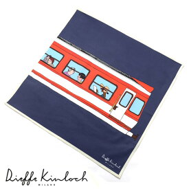 【ポイント10倍】ディエッフェ キンロック Dieffe Kinloch ／ コットンポプリンプリントハンカチーフ「PARIS／METRO」（ネイビー基調）【ネコポス対応 ／ 12点まで同梱可】【ラッピング対応】／ ハンカチ メンズ ギフト プレゼント イタリア スカーフ