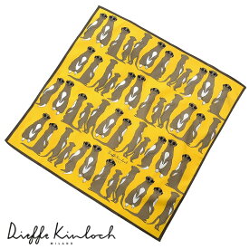 ディエッフェ キンロック Dieffe Kinloch ／ コットンポプリンプリントハンカチーフ「TANZANIA／MEERKATS」（イエロー基調）【ネコポス対応 ／ 12点まで同梱可】【ラッピング対応】／ ハンカチ メンズ レディース ギフト プレゼント スカーフ