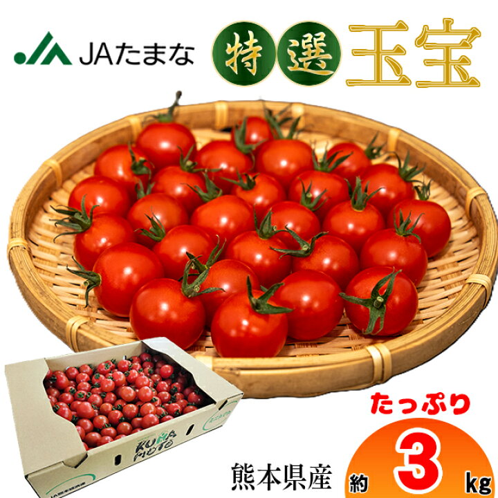 楽天市場】JA直送 特選 ミニトマト 3kg 熊本県産 JAたまな 玉宝 産地 