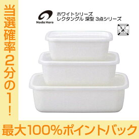 【今だけ★抽選で2人に1人最大100%ポイントバック★要エントリー】野田琺瑯 レクタングル深型 3点シリーズ S M L シール蓋付 ホワイトシリーズ White Series HNM