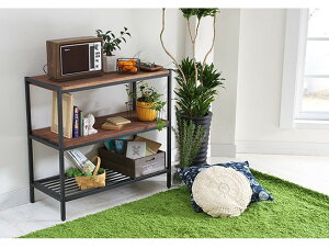 天然木製シェルフ3段 PR-860-3BRN