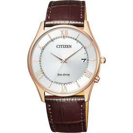 【1年メーカー延長保証付き】シチズン CITIZEN コレクション 電波時計(国内専用) ステンレスケース(ピンク) シルバーダイアル ブラウンカーフストラップ AS1062-08A【AS106208A】