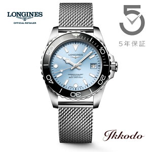 �y���w�����T�Ώۏ��i�z�����W�� LONGINES HydroConquest �n�C�h���R���N�G�X�g �������� 39mm 30�C���h�� �A�C�X�u���[������ ���K�i �r���v 5�N�ԃ��[�J�[�ۏ� L3.779.4.99.6 L37794996