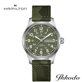 【ご購入特典対象商品】【2000円クーポンあり】ハミルトン HAMILTON カーキ フィールド デイデイトオート Khaki Field Day Date Auto 自動巻き 42ミリ グリーン文字盤 グリーンカモフラ テキスタイルストラップ 正規品 2年保証 H70535061