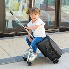 スイスブランドの子供が乗れるスーツケース 子供が乗れるスーツケース 機内持ち込み可能なスーツケース 39.8Lの大容量 最大50KGまでの重量を支えることができます 誕生日のプレゼント 子供の旅行用品 黒色のスタンダードモデル（子供用ガードレールなし）