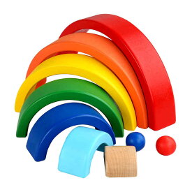 知育玩具 おもちゃ 天然木 ウッドブロック インテリア 見立て遊び 虹 レインボー おしゃれ 積み木 木育 つみき 木製 ウッドブロック 木のおもちゃ 子供 大人 ギフト