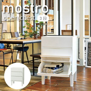【エントリーでP10倍◆】モストロ オープンチェスト 3段 ホワイト 収納 衣類 衣装ケース キッチン ストック チェスト フルオープン プラスチック 軽量 インテリア 衣替え シンプル おしゃれ J