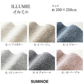 スミノエ ラグマット イルミエ ILLUMIE 200×250cm アイボリー/ベージュ/ブルー/シルバー/チャコール/パープル 日本製 SUMINOE HOME RUG MAT