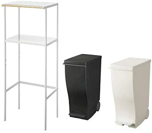 ゴミ箱上ラック タワー ホワイト+クードスリムペダルホワイト ブラック セット 山崎実業 クード kcud ゴミ箱収納 お洒落 レンジボード ゴミ箱収納 お洒落 岩谷マテリアル