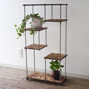 【SALE10%off】wood iron shelf 880*450*225〈ブラウン〉オープンラック 木製 天然木 オープン棚 木製ラック 棚 ラック おしゃれ リビング おしゃれ棚 段違いシェルフ 段違い飾り棚 オシャレ棚 飾り棚