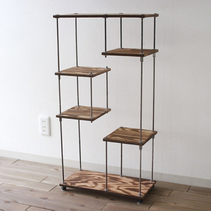 楽天市場】wood iron shelf 880*450*225〈ブラウン〉オープンラック 
