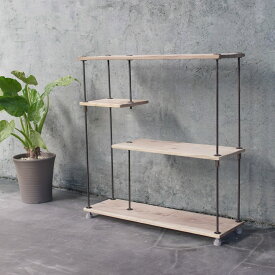 テレビCM掲載wood iron shelf 620*600*180〈サンドカラー〉（アイアン 棚 ラック シェルフ ウッド 鉄木収納棚アンティークビンテージシャビーインダストリアルオープンラック両面棚段違い棚多肉植物観葉植物）