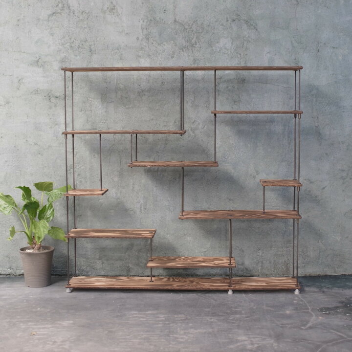 楽天市場】【SALE15％off】テレビCM掲載wood iron shelf 1150*1200*225  