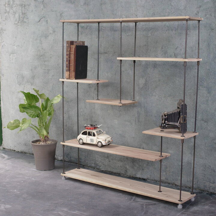 楽天市場】テレビCM掲載wood iron shelf 1040*900*180〈サンドカラー 