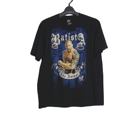 【新品】Tシャツ WWE プロレスラー Batista プリントTシャツ 黒 半袖 ユースサイズ ボーイズサイズ トップス ティーシャツ プロレス デッドストック【異国屋】