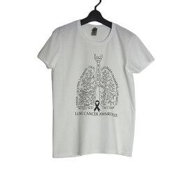 【新品】ユニーク 肺 プリントTシャツ GILDAN 白色 半袖 レディース Mサイズ トップス ティーシャツ tシャツ ちょい訳あり アウトレット