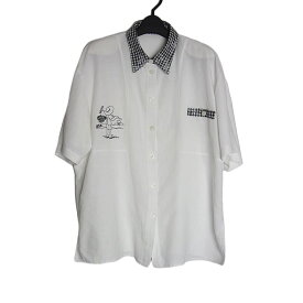 【中古】 刺繍入り 半袖 カントリーシャツ レディース XXLサイズ位 ヨーロッパ 古着 白系 シャツ ブラウス
