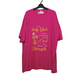 【新品】I am July Girl プリント Tシャツ ピンク FRUIT OF THE LOOM 半袖 大きいサイズ 3XLサイズ トップス ティーシャツ Tシャツ