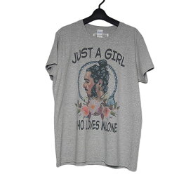 【新品】GILDAN プリントTシャツ 半袖 レディース Lサイズ グレー色 ティーシャツ Tシャツ JUST A GIRL