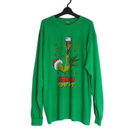 【新品】GILDAN ロングスリーブ tシャツ プリントTシャツ 長袖 メンズ XLサイズ 緑色 ティーシャツ ロンt ロンティ DRINK UP GRINCHES