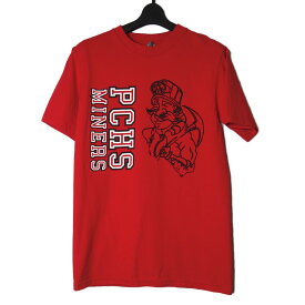 【中古】tシャツ 赤色 プリントTシャツ メンズ Sサイズ 古着 トップス ティーシャツ 半袖 ハイスクール スポーツチーム 【異国屋】
