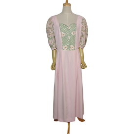 【中古】オーストリア ISOLA カントリー チロル ワンピース ピンク系 5分袖位 レディース XLサイズ位 古着 民族衣装 ドレス