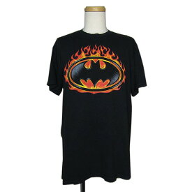 【中古】tシャツ バットマン Batman プリントTシャツ メンズ Lサイズ アメコミ ティーシャツ tee 半袖 黒色 古着