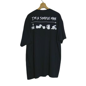 【新品】バックプリントtシャツ FRUIT OF THE LOOM Tシャツ 黒色 ブラック メンズ 半袖 2XLサイズ ティーシャツ I'M A SIMPLE MAN