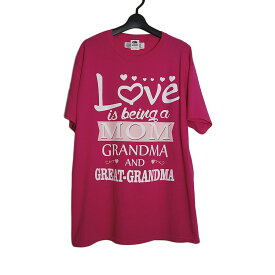 【新品】Tシャツ LOVE プリントTシャツ Lサイズ ティーシャツ チェリーピンク 半袖 FRUIT OF THE LOOM 【異国屋】