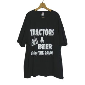 【新品】tシャツ FRUIT OF THE LOOM プリントTシャツ 黒色 メンズ 大きいサイズ 3XL 半袖 ティーシャツ tee トラクターとビール