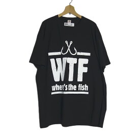 【新品】tシャツ FRUIT OF THE LOOM プリントTシャツ 黒色 ブラック メンズ 半袖 2XLサイズ ティーシャツ WHERE'S THE FISH 釣り好き