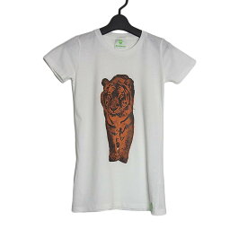 【新品】tシャツ 虎 アニマル プリントTシャツ デッドストック ZooHood レディース Sサイズ 白色 ティーシャツ 半袖 トップス 動物柄【異国屋】