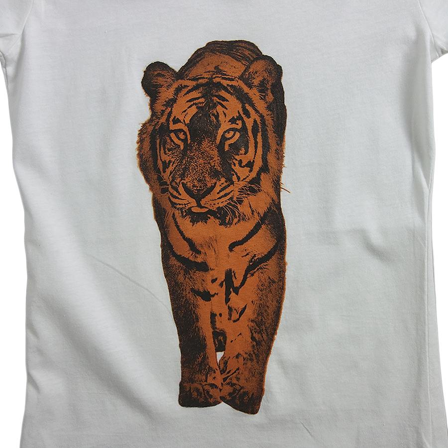 【新品】tシャツ 虎 アニマル プリントTシャツ デッドストック ZooHood レディース Sサイズ 白色 ティーシャツ 半袖 トップス  動物柄【異国屋】 | 異国屋