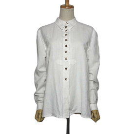 【中古】COUNTRY Line 白色 カントリーシャツ チロルシャツ ホワイトシャツ 長袖 レディース XL位 ヨーロッパ 民族衣装 古着