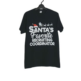 【新品】Tシャツ FRUIT OF THE LOOM サンタクロース プリントTシャツ 黒 半袖 メンズ Sサイズ トップス ティーシャツ tee クリスマス レディースでもOK