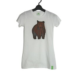 【新品】tシャツ ZooHood 熊 レディース アニマル プリントTシャツ デッドストック Sサイズ 白色 ティーシャツ 半袖 トップス 動物柄【異国屋】