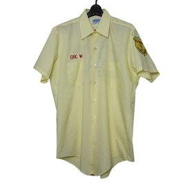【中古】ヴィンテージ ワークシャツ 黄色 サボテンの刺繍入り 半袖 PHOENIX メンズ MからLサイズ位 アメリカ製 半袖 古着 ビンテージシャツ
