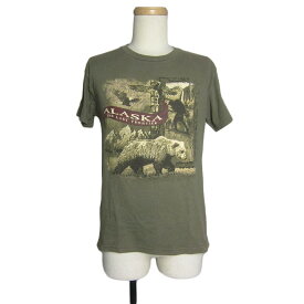 【中古】tシャツ ティーシャツ アラスカ州 プリントTシャツ 熊 メンズ サイズS 古着 動物
