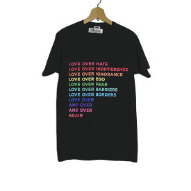【新品】tシャツ FRUIT OF THE LOOM プリントTシャツ 黒色 半袖 Sサイズ ティーシャツ LOVE OVER 文字 英語 男性・女性問わずオススメ