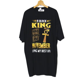 【新品】tシャツ FRUIT OF THE LOOM エジプト十字に王冠 KING プリントTシャツ 黒色 半袖 メンズ 大きいサイズ 2XL ティーシャツ tee