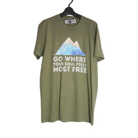 【新品】NEXT LEVEL 山 プリントTシャツ 半袖 メンズ Sサイズ ライトオリーブ色 ティーシャツ tシャツ