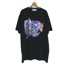 【新品】tシャツ FRUIT OF THE LOOM プエルトリコ 蛙とニワトリ プリントTシャツ 黒色 半袖 メンズ 大きいサイズ 2XL ティーシャツ